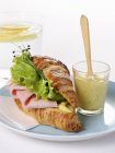 Ham croissants with salad — Stock Photo