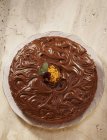 Kuchen mit kunstvoller Schokoladenglasur — Stockfoto