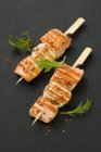 Salmon and scallop kebabs — Stock Photo