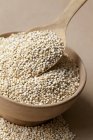 Sementes de quinoa em tigela de madeira — Fotografia de Stock
