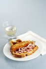 Panettone toast with ham — Stock Photo