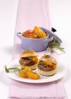 Mini burgers with apricots — Stock Photo