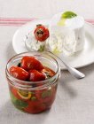 Goat's cheese and peppers — Stock Photo