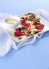Beef carpaccio with cheese — Stock Photo
