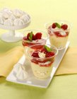 Raspberry desserts with cream — Stock Photo