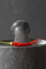 Red chilli pepper on mortar — Stock Photo