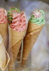 Ice cream cones with meringue — Stock Photo
