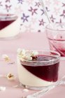 Panna cotta with cherry mousse — Stock Photo
