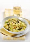 Gnocchi with green asparagus — Stock Photo