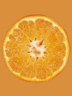 Шматочок мандарина на помаранчевій поверхні — стокове фото