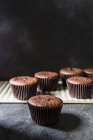 Chocolate cupcakes on table — Stock Photo