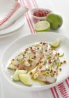Mackerel fillets with pink pepper — Stock Photo