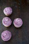 Quatre cupcakes aux myrtilles — Photo de stock