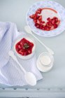 Panna cotta with strawberry sauce — Stock Photo