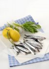 Sardines with lemons and young chard — Stock Photo
