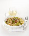 Bucatini pasta with pork sauce — Stock Photo