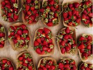 Cardboard punnets of wild strawberries — Stock Photo