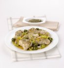 Herb chicken with green olives — Stock Photo