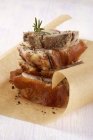 Nahaufnahme von porchetta di ariccia (Schweinebraten aus ariccia, latium, italien) — Stockfoto