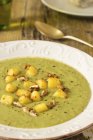 Green soup with polenta — Stock Photo