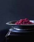 Wild raspberries on metal plate — Stock Photo