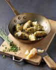 Cheese dumplings with chives — Stock Photo