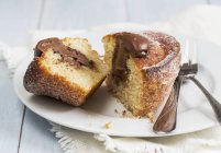 Doughnut muffin filled with chocolate cream — Stock Photo