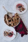 Rhubarb and blackberry pie — Stock Photo