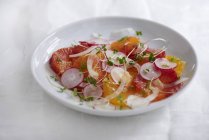 Salade aux oranges et cresson sur assiette — Photo de stock