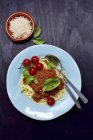 Pâtes bolognaises spaghetti à la viande hachée — Photo de stock