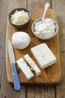 Arrangement of cheese with feta — Stock Photo