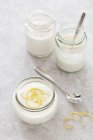 Yogures con sabor orgánico en vasos - foto de stock
