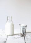Coconut milk and seeds — Stock Photo