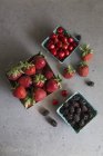 Blackberries with cherries and strawberries — Stock Photo