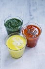 Three colorful smoothies — Stock Photo