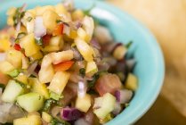 Closeup view of mango Salsa in bowl — Stock Photo