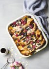 Top view of French toast with mixed berries and icing sugar — Stock Photo