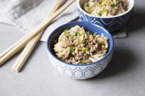 Minced meat and Chinese noodles — Stock Photo