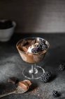 Glass with dark chocolate mousse — Stock Photo