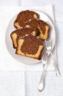 Several slices of marble cake — Stock Photo