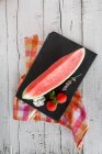 Serving of watermelon slice — Stock Photo