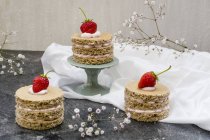 Tartelettes aux fraises avec fleur — Photo de stock