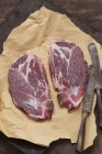 Raw beef steaks — Stock Photo