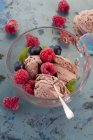 Шоколадне морозиво зі свіжими ягодами — стокове фото