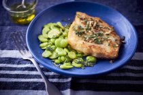 Cod with fava beans — Stock Photo