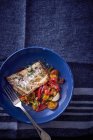 Fried Cod with peppers — Stock Photo