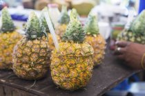 Pineapples with their tops — Stock Photo
