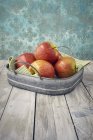 Fresh apples in tray — Stock Photo