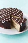 Sliced Chocolate layer cake — Stock Photo