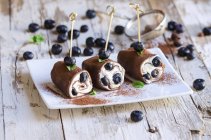Chocolate pancake rolls — Stock Photo